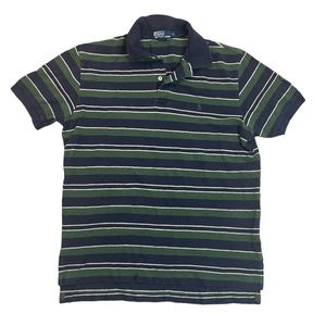 80s/90s Polo Ralph Lauren Short Sleeve Polo Blue Green Stripe Size Large